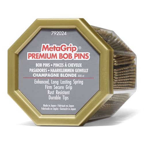 MetaGrip Premium Blonde Bobby Pins - 300 Count (Strong Hold, No-Slip Hair Pins) for Women's Hairstyles, Updos, Braids & Wedding Hair Accessories