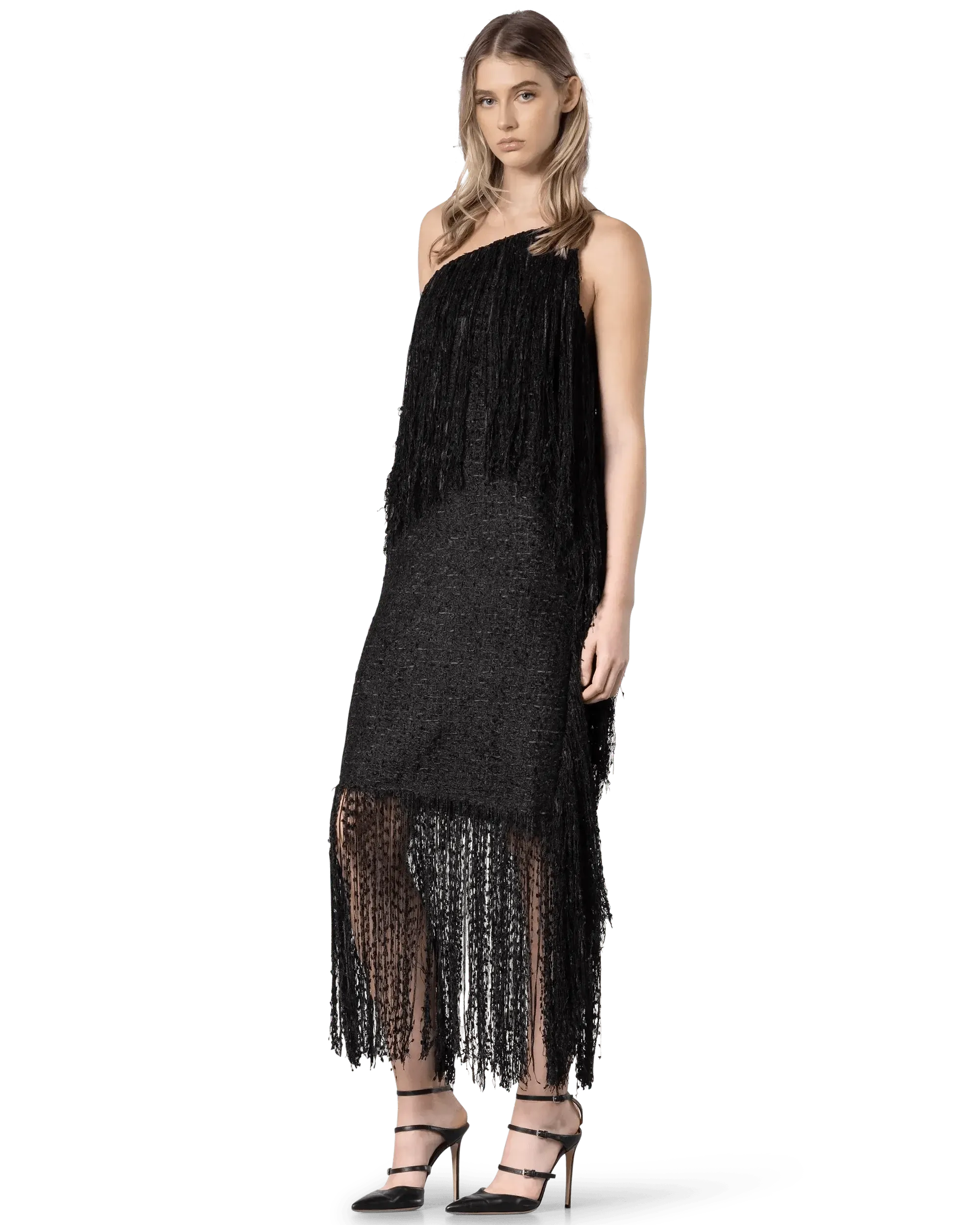 Elegant Fringe Detail One Shoulder Dress for Women - Perfect for Evening Parties, Cocktail Events & Special Occasions