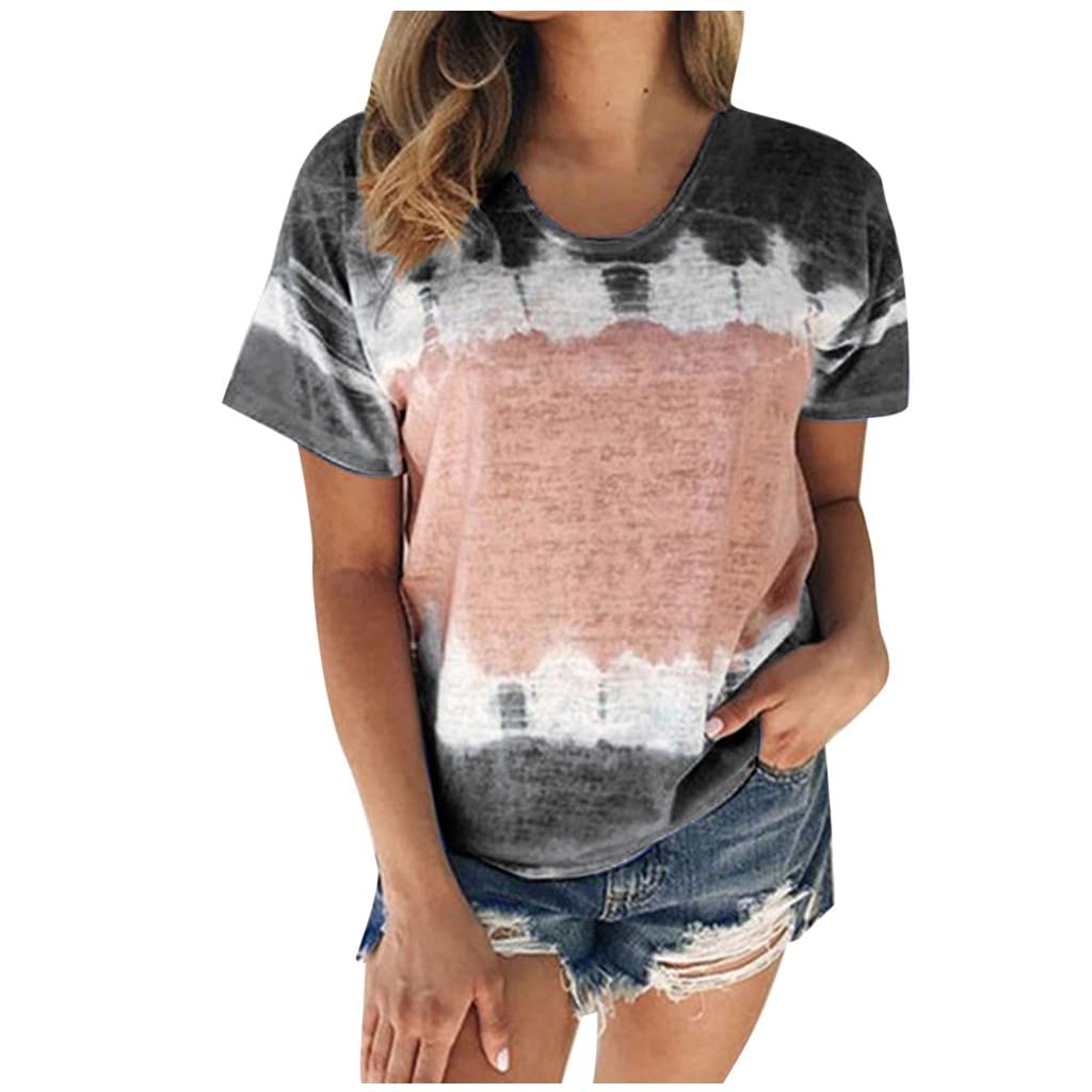Women's Summer Short Sleeve V-Neck T-Shirt - Cute Printed Casual Blouse & Loose Fit Graphic Tee for Everyday Wear, Beach Outings & Weekend Style