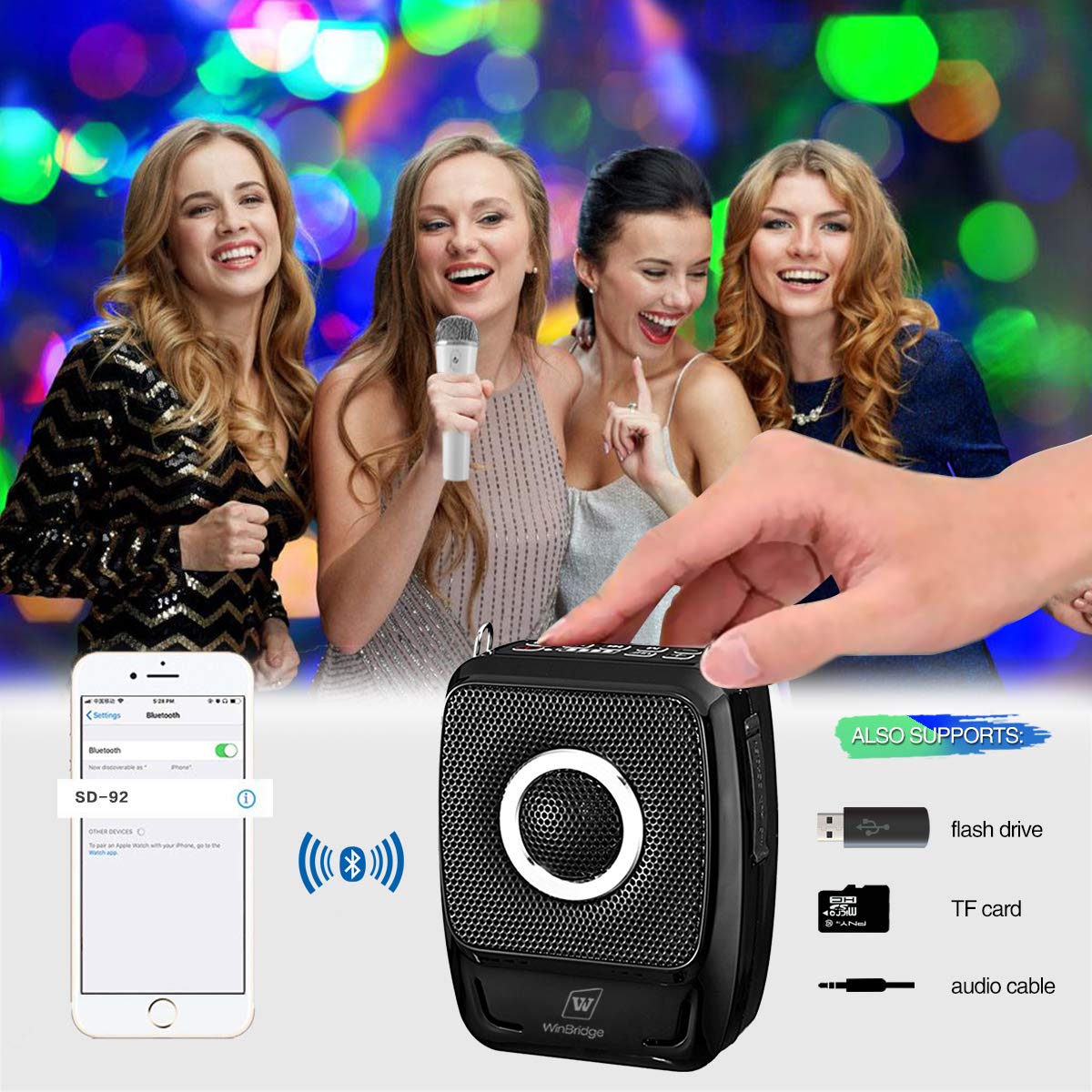 WinBridge S92 Pro Wireless Voice Amplifier with Carry Case - Portable PA System for Teachers, Tour Guides & Public Speaking - Save Now!