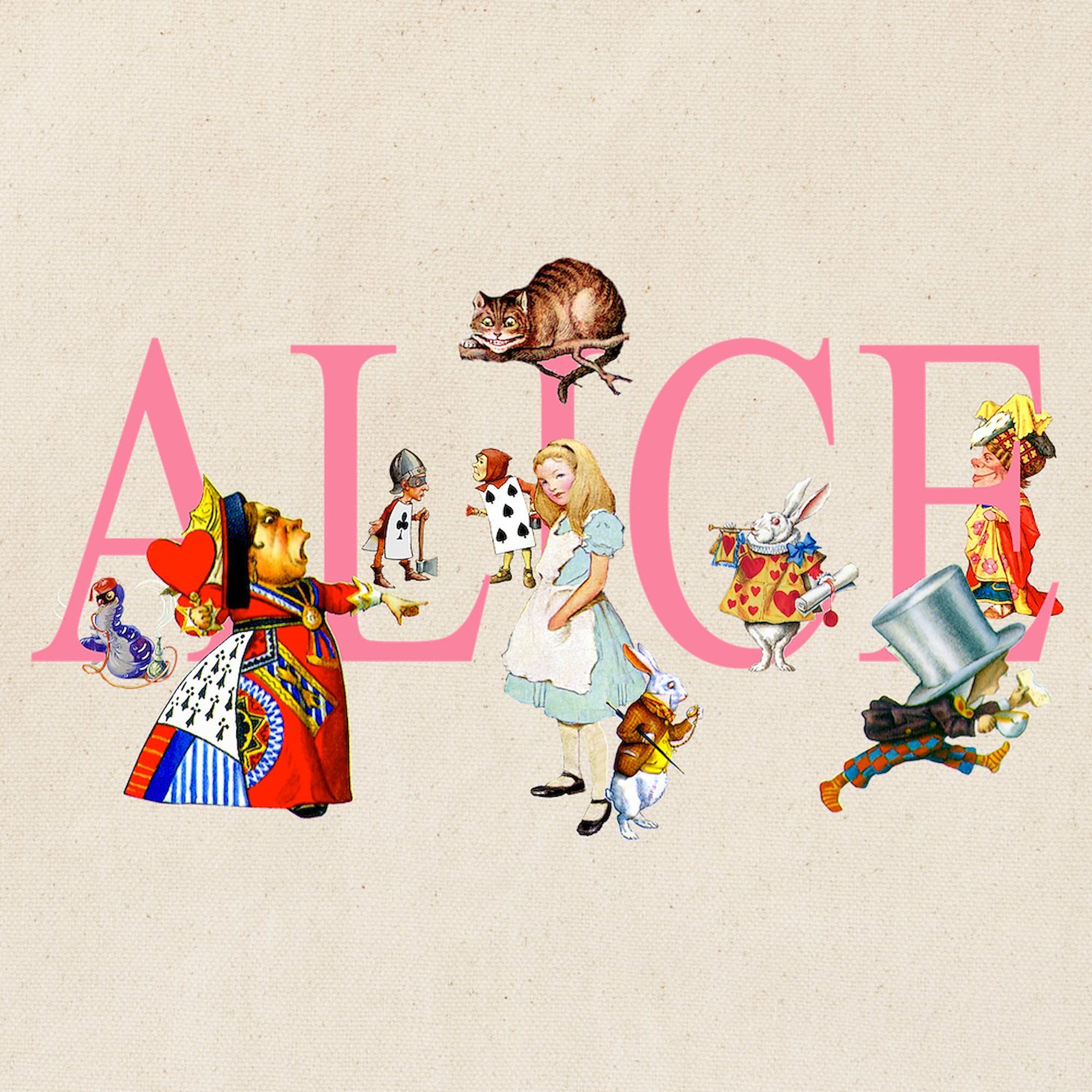 Alice in Wonderland Tote Bag - Natural Canvas Reusable Shopping Bag with Alice & Friends Design | Perfect for Groceries, Beach Trips & Everyday Use