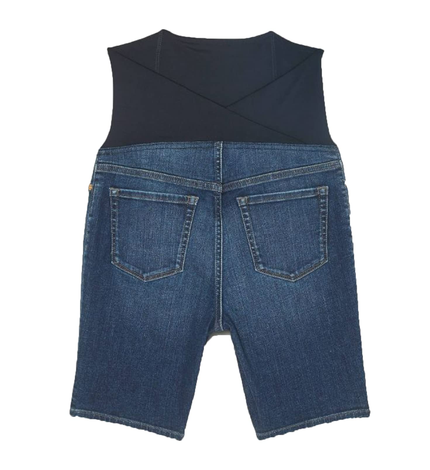**Isabel Maternity by Ingrid & Isabel Women's Crossover Panel Bermuda Maternity Jean Shorts - Dark Denim Wash (Size 12/31) - Comfortable & Stylish for Pregnancy, Casual Wear & Summer Outfits**
