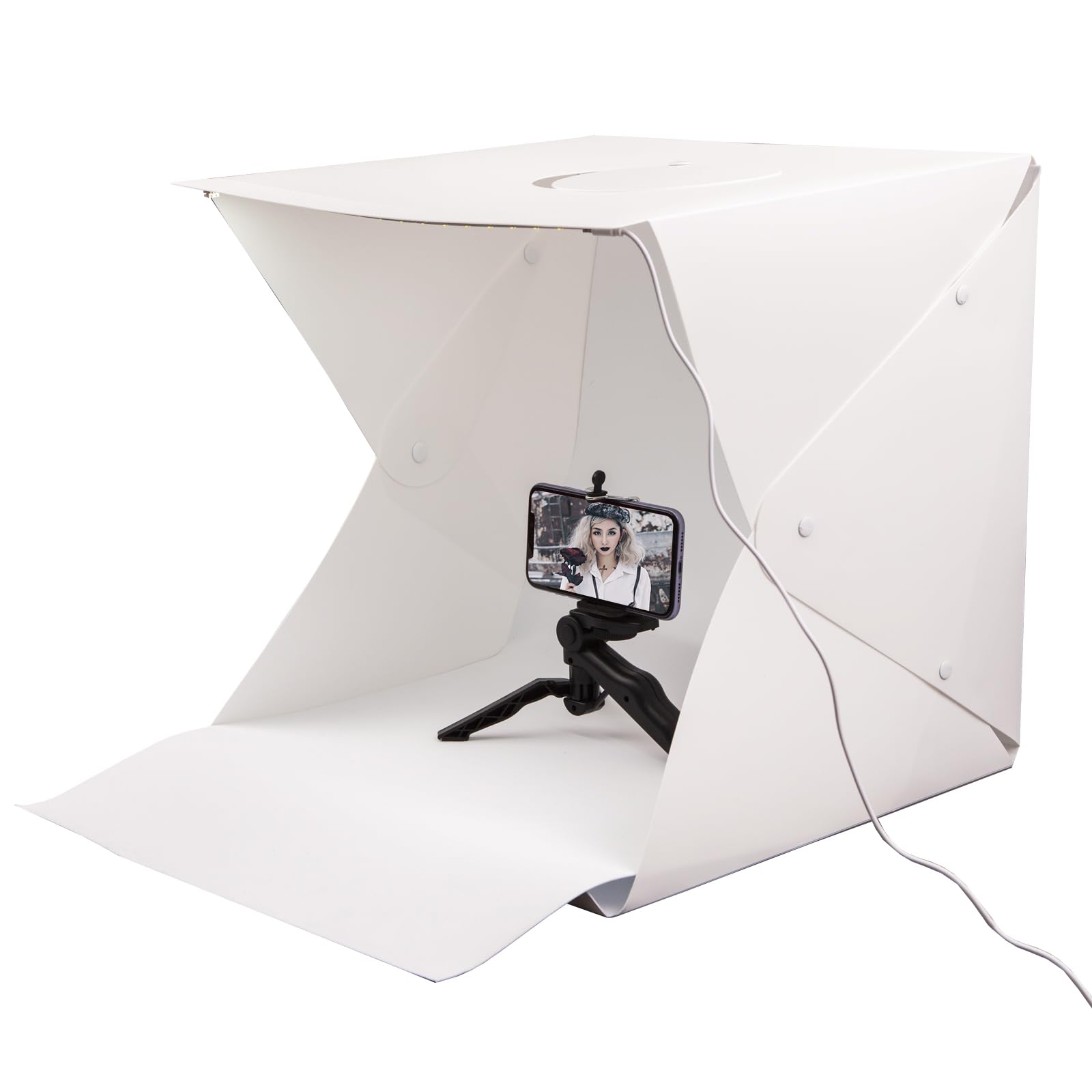 40x40cm Mini Studio LED Light Box - Portable Folding Photography Light Cube with Black/White Background for Jewelry, Watches, Toys & Product Photography | Perfect for Ecommerce, Instagram & Amazon Listings