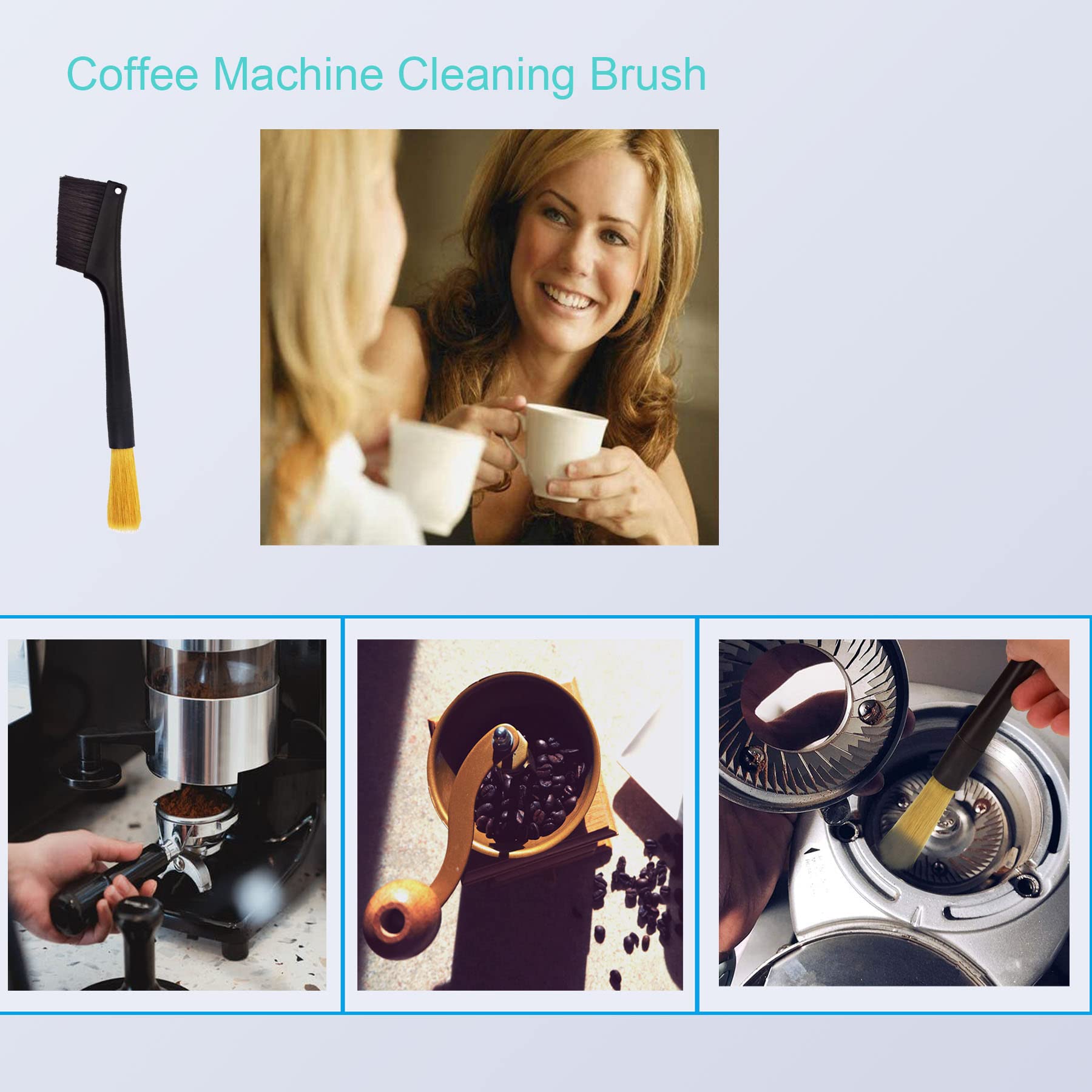 **Coffee Machine Cleaning Brush - Dual Head Espresso & Grinder Cleaning Tool for Barista & Home Kitchen - Perfect for Bean, Grain & Tabletop Cleaning**    *(Use: Ideal for daily espresso machine maintenance, coffee grinder cleaning, and kitchen countertop dusting.)*