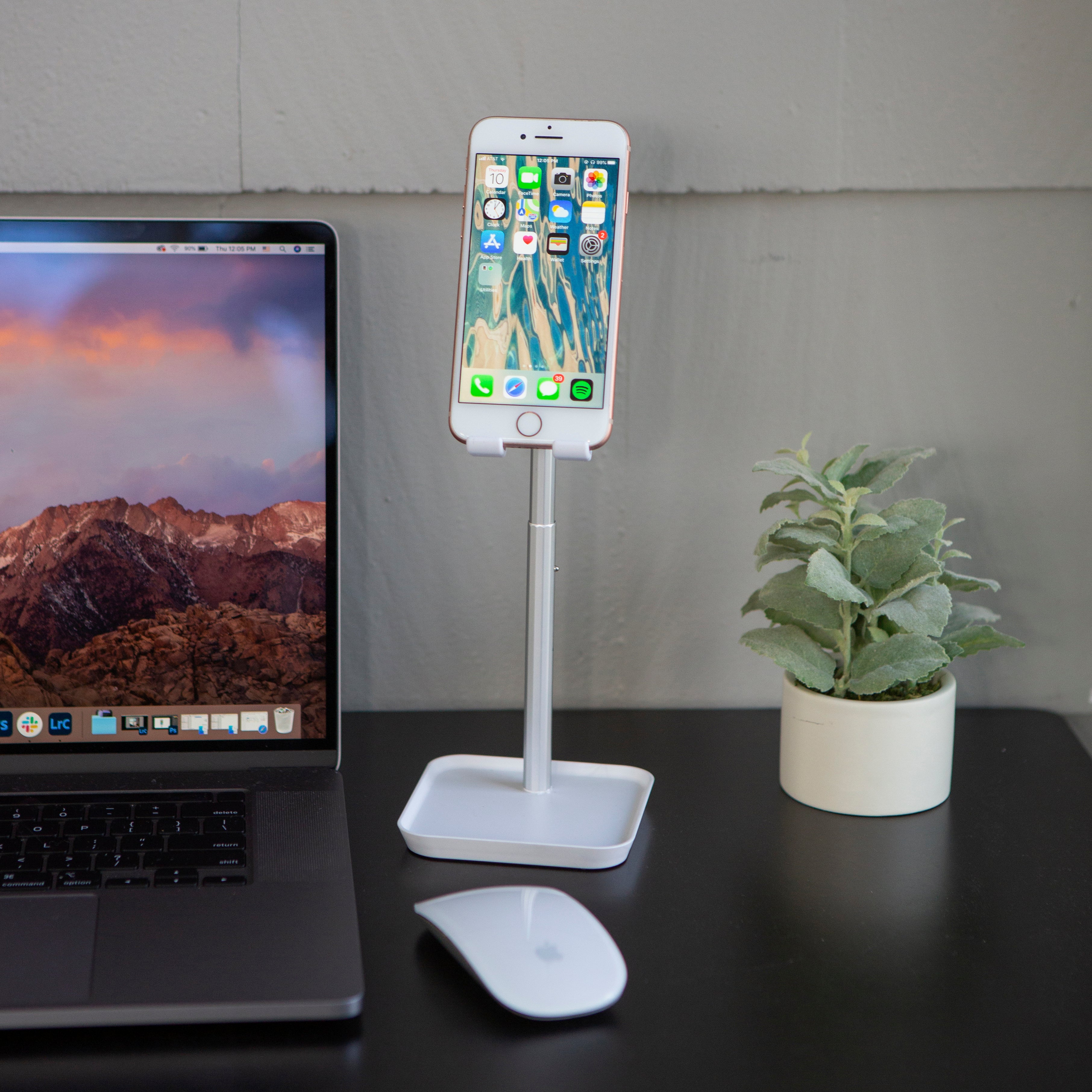 Premium Adjustable White Phone Stand Holder - Durable & Portable for Desk, Car, and Home Use - Perfect for Watching Videos, Video Calls, and Hands-Free Browsing