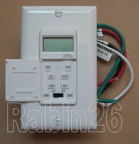 7-Day Heavy Duty Digital LED Light Timer Switch with Wall Plate - White | Programmable for Home, Office & Outdoor Lighting Control