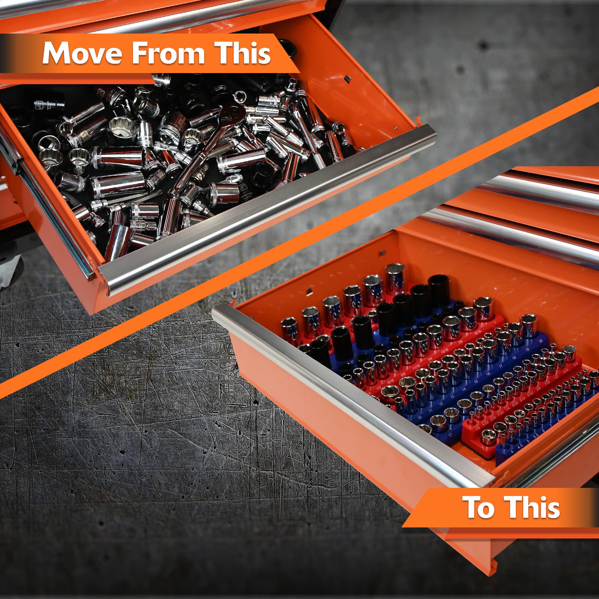 Premium Magnetic Socket Organizer Set - 1/4