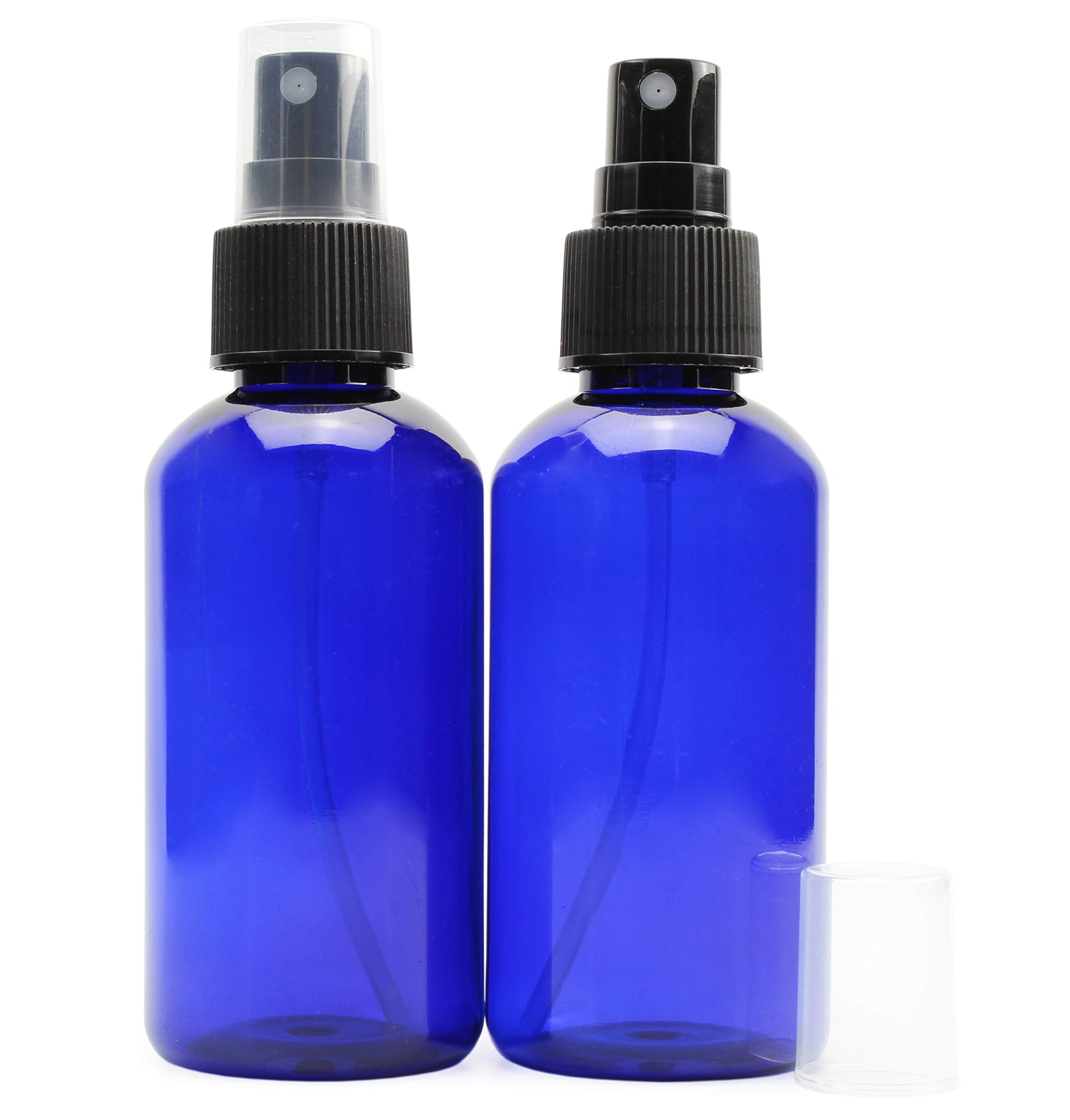 Cornucopia 12-Pack 4oz Blue Plastic Fine Mist Spray Bottles - BPA-Free PET #1 Plastic Spritzer Bottles with Labels Included - Perfect for Hair Styling, Gardening, Cleaning & Travel Essentials