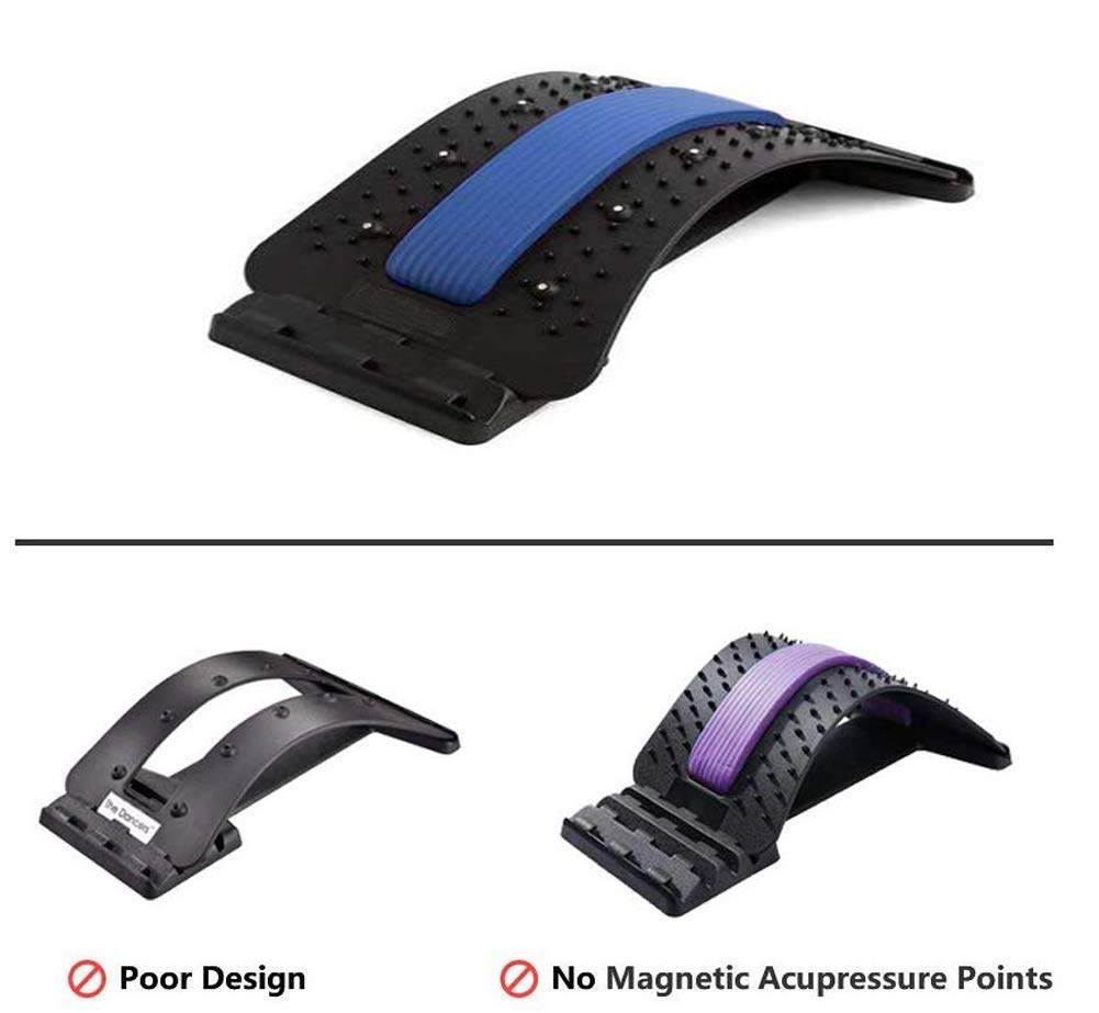 Premium Back Stretcher for Lower & Upper Back Pain Relief - Lumbar Support Device with Posture Corrector | Office Chair Back Support | Home & Gym Use (Black/Blue)
