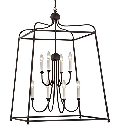 Libby Langdon for Crystorama Sylvan 8-Light Dark Bronze Chandelier - Elegant Dining Room Lighting Fixture for Modern Home Decor