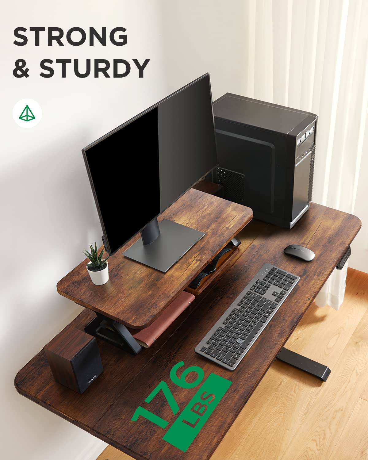 Totnz Memory Electric Height Adjustable Standing Desk - 55 x 24 Inch Sit Stand Workstation for Home Office, Computer Desk with Rustic Finish - Perfect for Remote Work, Gaming Setup & Ergonomic Workspace