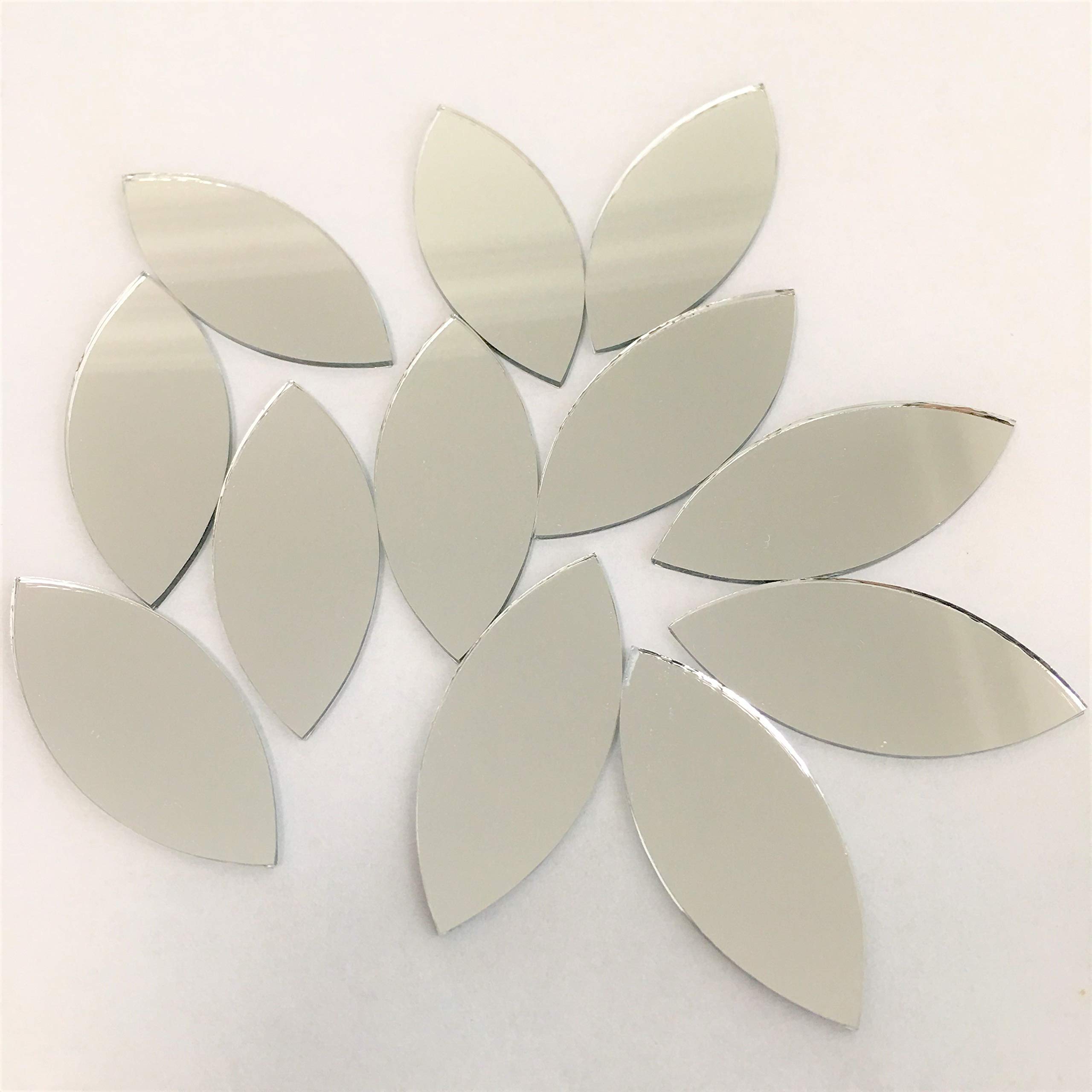 50Pcs Eye Shape Mirror Mosaic Tiles for Crafts - 3.5 x 1.5 cm Bulk Mirror Pieces - DIY Home Decor, Wall Art, Jewelry Making & Scrapbooking Supplies