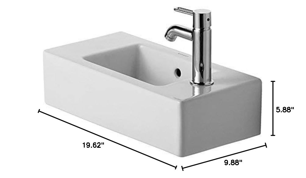 Duravit Vero Small Handrinse Sink White - Compact Bathroom Sink for Powder Rooms, Half Baths & Small Spaces | Modern Ceramic Design for Home & Commercial Use
