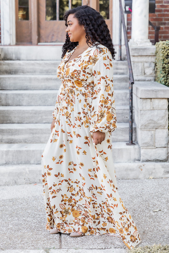 Brown Leaf Print Maxi Dress - Flowy Boho Summer Dress for Women | Beach Vacation, Garden Party & Casual Outings