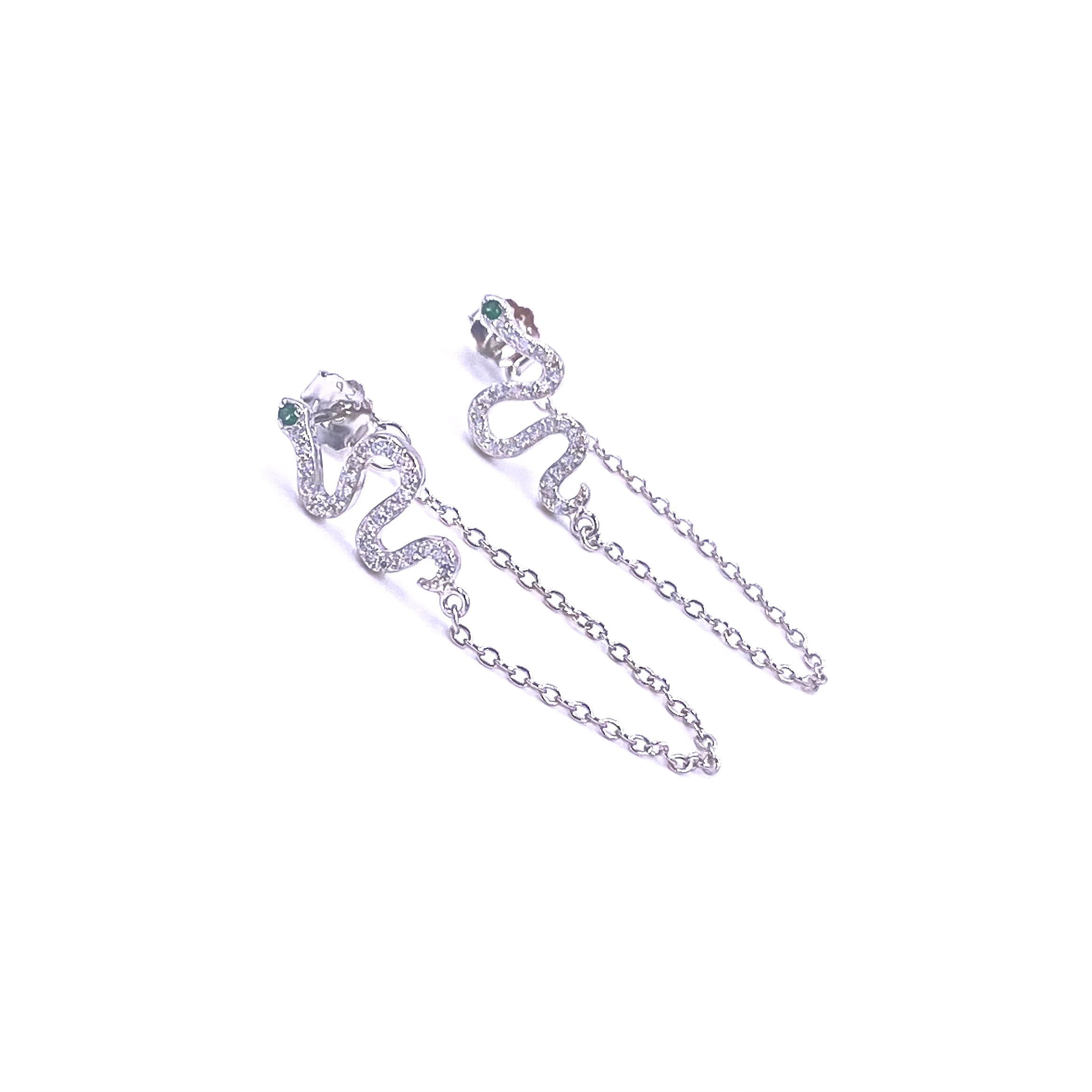 Sterling Silver CZ Snake Chain Earrings for Women - Elegant Gold Plated Hoop Earrings - Perfect for Parties, Weddings & Everyday Wear