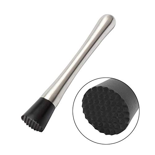 Premium Stainless Steel Cocktail Muddler - Bar Mixer Tool for Mojito, Fruit Juice & Crushed Ice - Professional Bartender Utensil Set Accessory (Black) - Perfect for Home Bars, Parties & Mixology Enthusiasts
