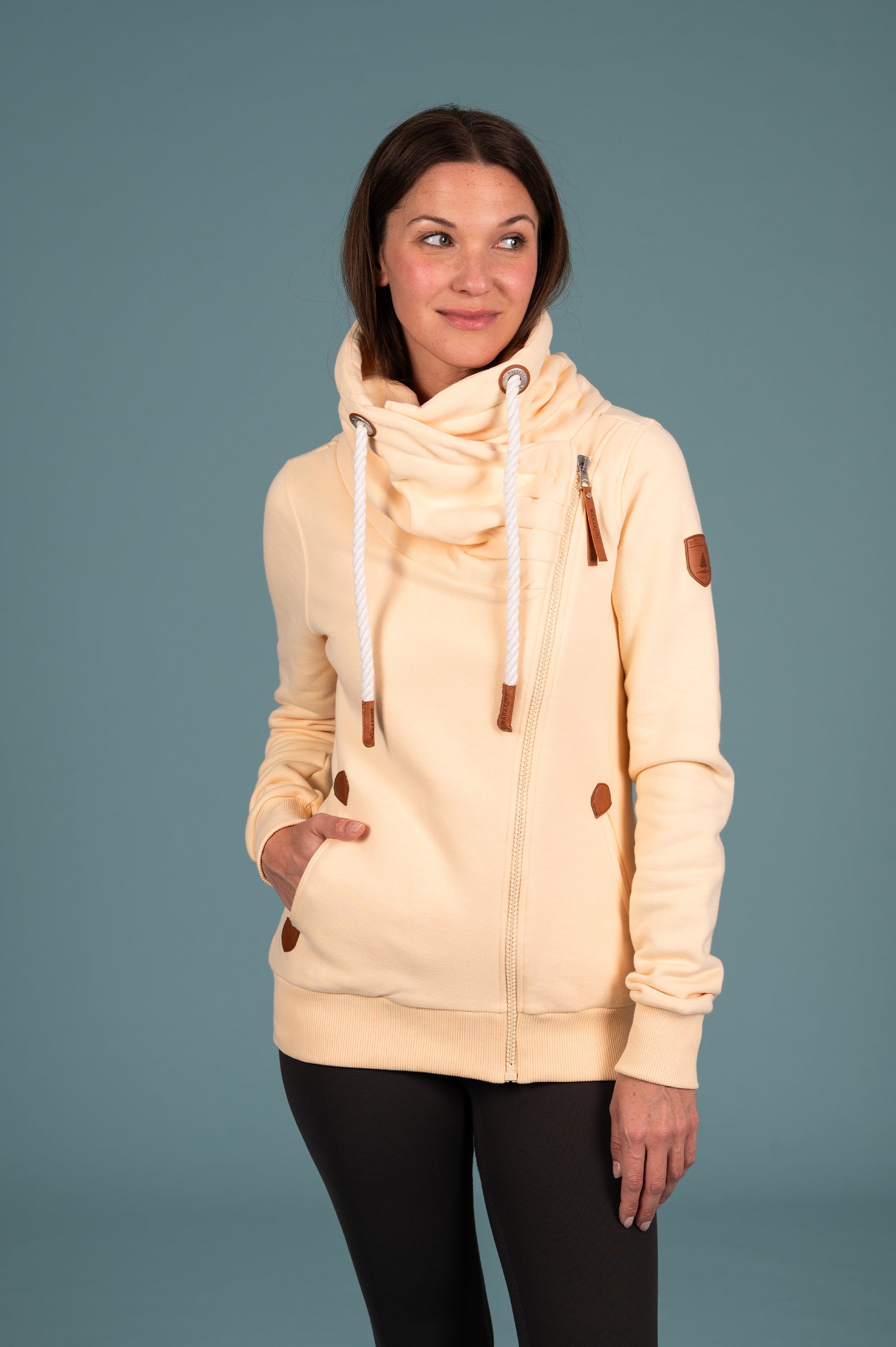 Hestia Melon Zip Cowl Neck Sweater - Women's Chunky Knit Pullover for Fall & Winter | Cozy Casual Wear for Office, Dates & Outings
