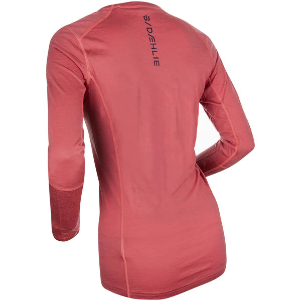 Women's Active Wool Long Sleeve Shirt - Breathable & Warm Winter Base Layer for Hiking, Running & Outdoor Activities (Dusty Red)