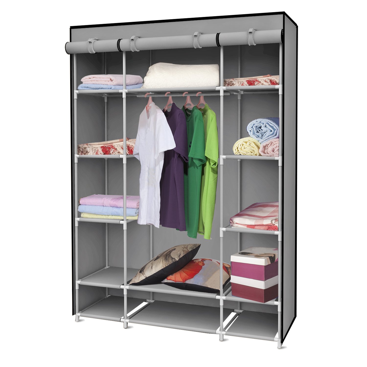 Grey Storage Closet with Shelves - Sunbeam Home Basics for Bedroom & Closet Organization