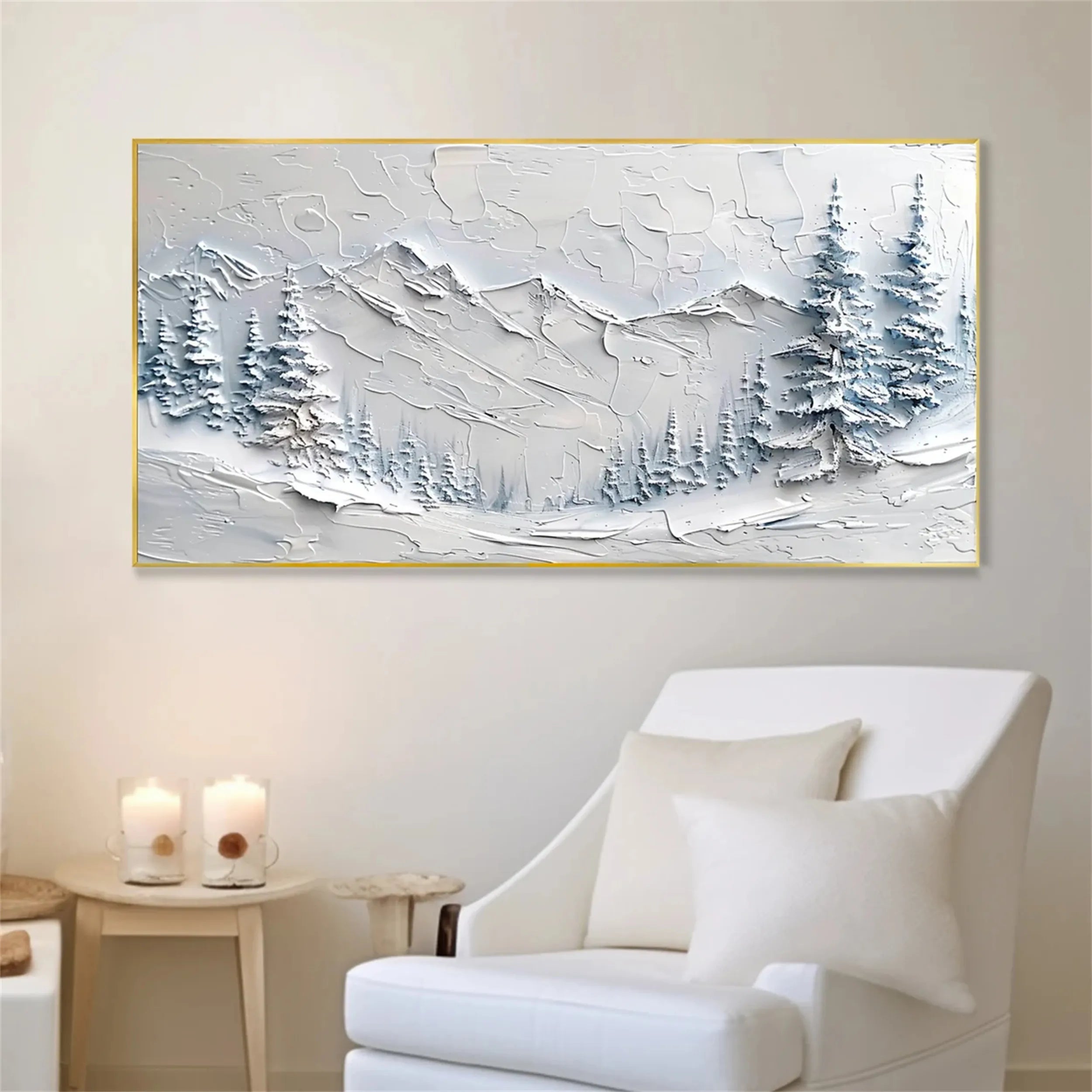 White Minimalist Textured Painting Canvas - Modern Abstract Wall Art for Living Room, Bedroom & Office Decor | Premium Quality #MM256