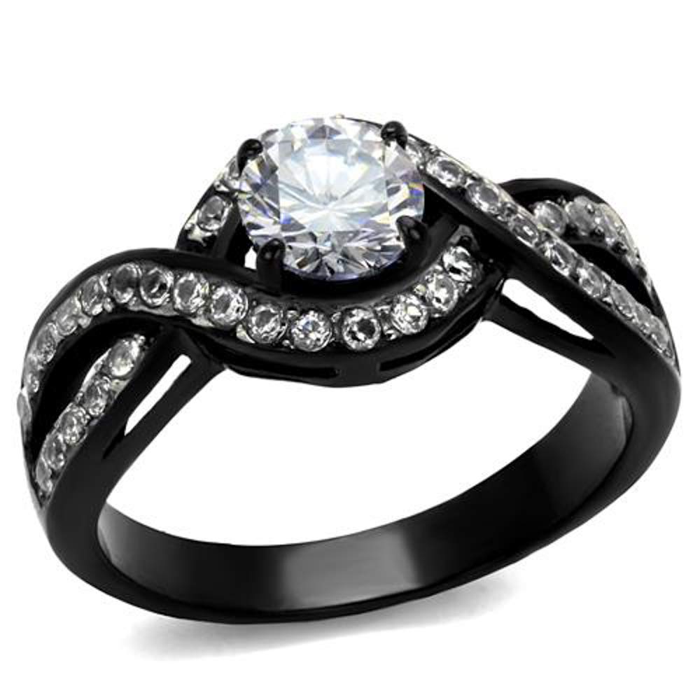 Marimor 1.65ct AAA CZ Black Steel Engagement Ring Size 5-10 for Women - Perfect Wedding Proposal Gift