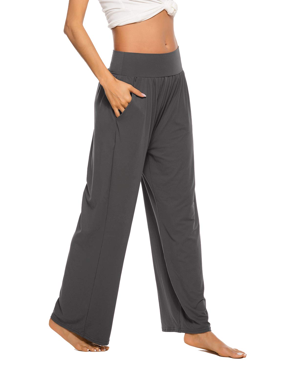 ZJCT Women's Yoga Sweatpants - Comfy Loose Fit Casual Wide Leg Lounge Joggers with Pockets | Perfect for Yoga, Workout, Running & Home Relaxation