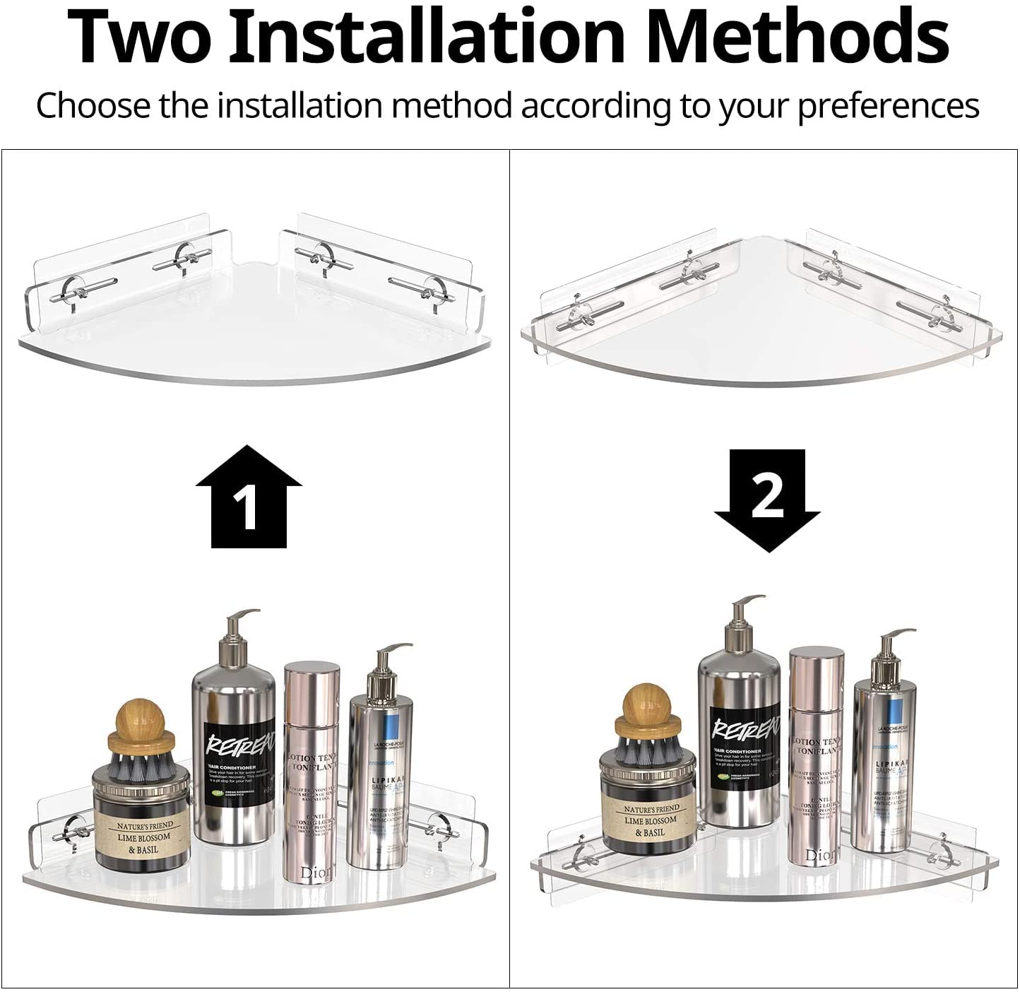 GeekDigg 2-Pack No-Drill Acrylic Shower Caddy - 10