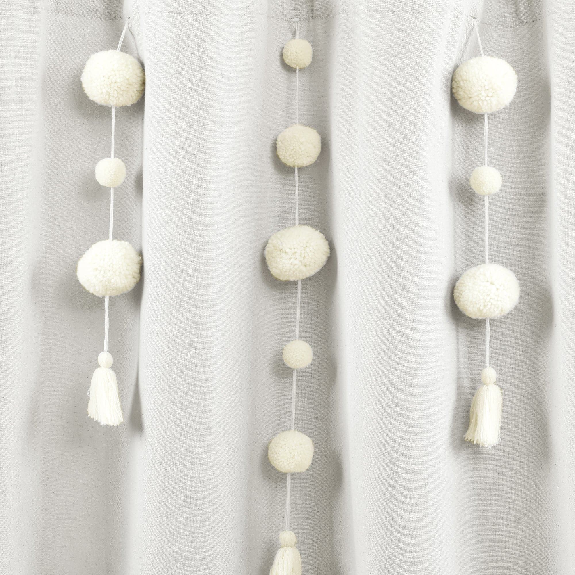 Boho Pom Pom Tassel Faux Linen Shower Curtain - Waterproof Bathroom Decor for Bohemian Style, Farmhouse & Coastal Homes (72x72 Inches) - Perfect for Master Bath, Guest Bath & Kids' Bathroom