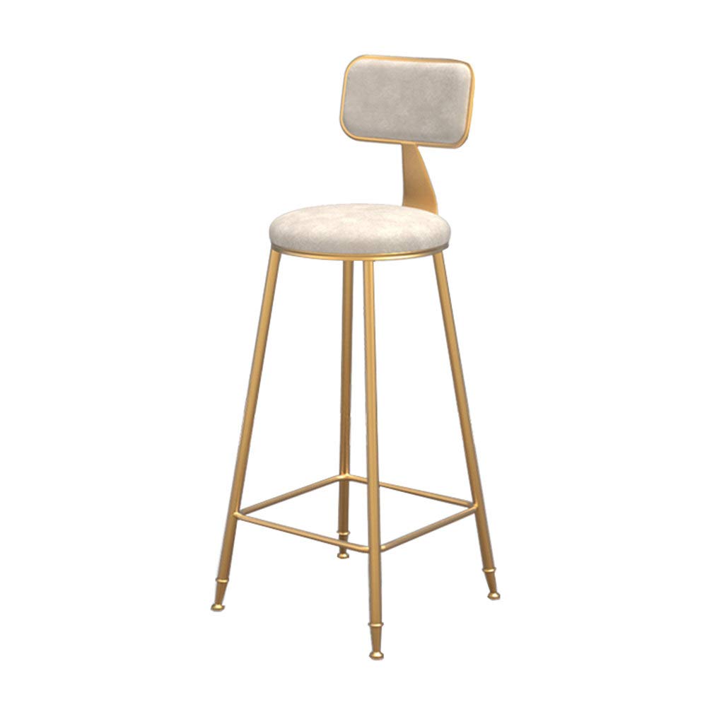 Vintage Metal Bar Stools with Leather Padded Seat - 25.6