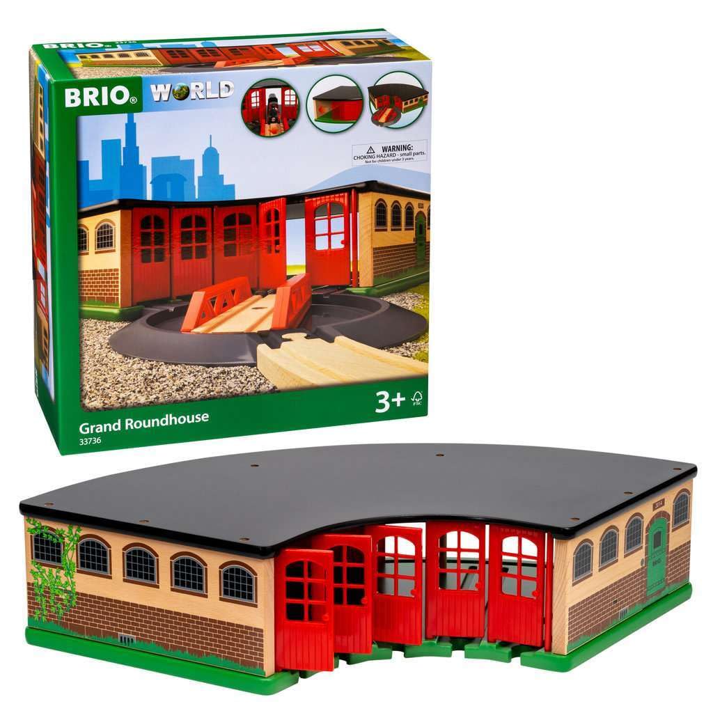 BRIO World 33736 Grand Roundhouse - Ultimate Train Set Accessory for Kids Ages 3+ | Rotating Switch Turntable Holds 5 Trains | Compatible with All Railway Toys | Perfect for Playrooms, Birthday Gifts & STEM Learning Activities