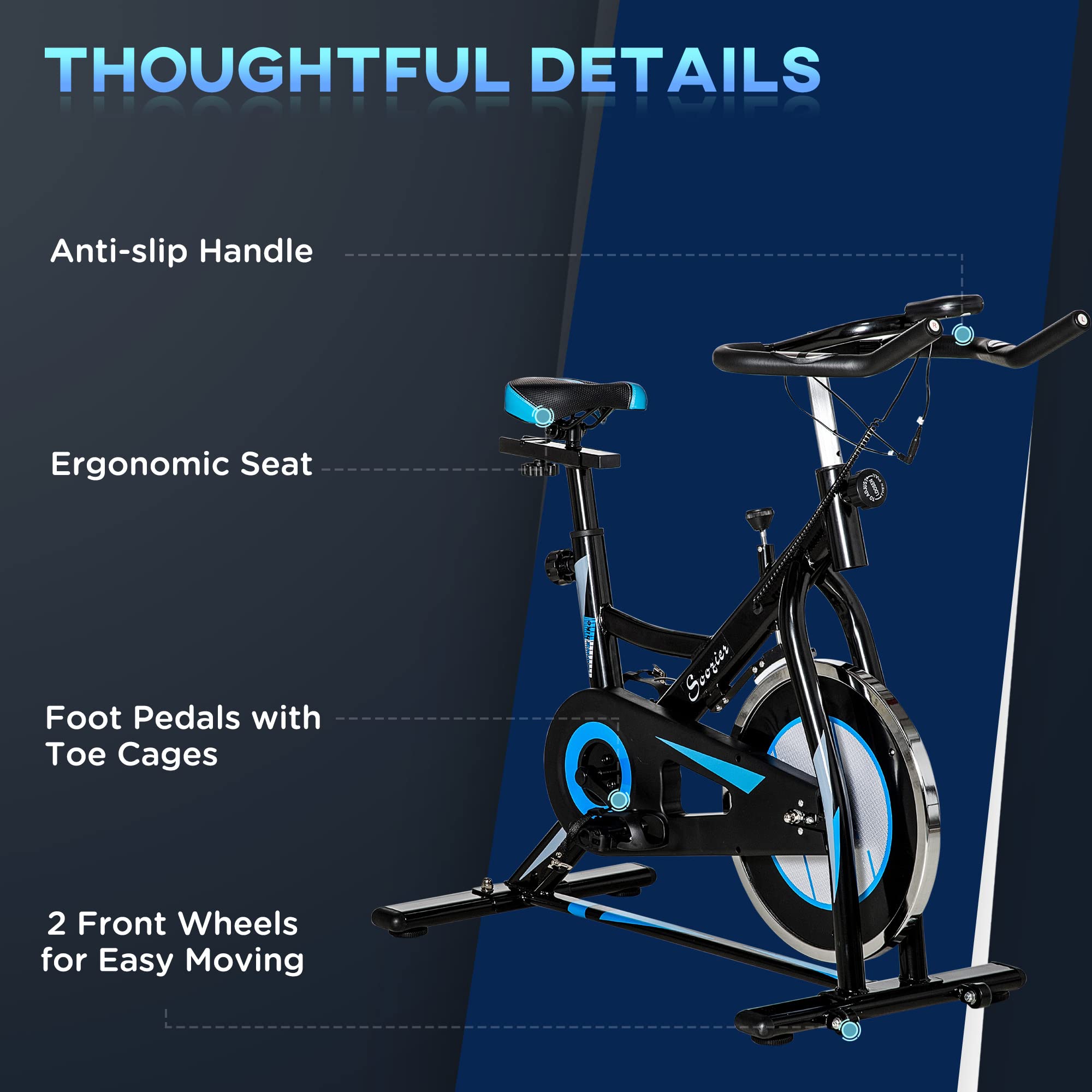 Soozier Exercise Bike for Home - Adjustable Indoor Cycling Bike with Comfortable Seat Cushion & LCD Monitor - Perfect for Cardio Workouts, Weight Loss, and Home Gym Fitness Training