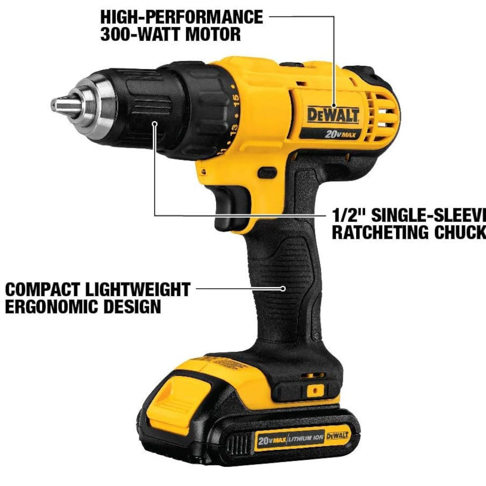 DEWALT DCK444C2 20V MAX* Cordless 4-Tool Combo Kit (Drill, Impact Driver, Reciprocating Saw, Work Light) - Certified Refurbished with DEWALT Warranty | Perfect for Construction, Woodworking & DIY Home Improvement Projects