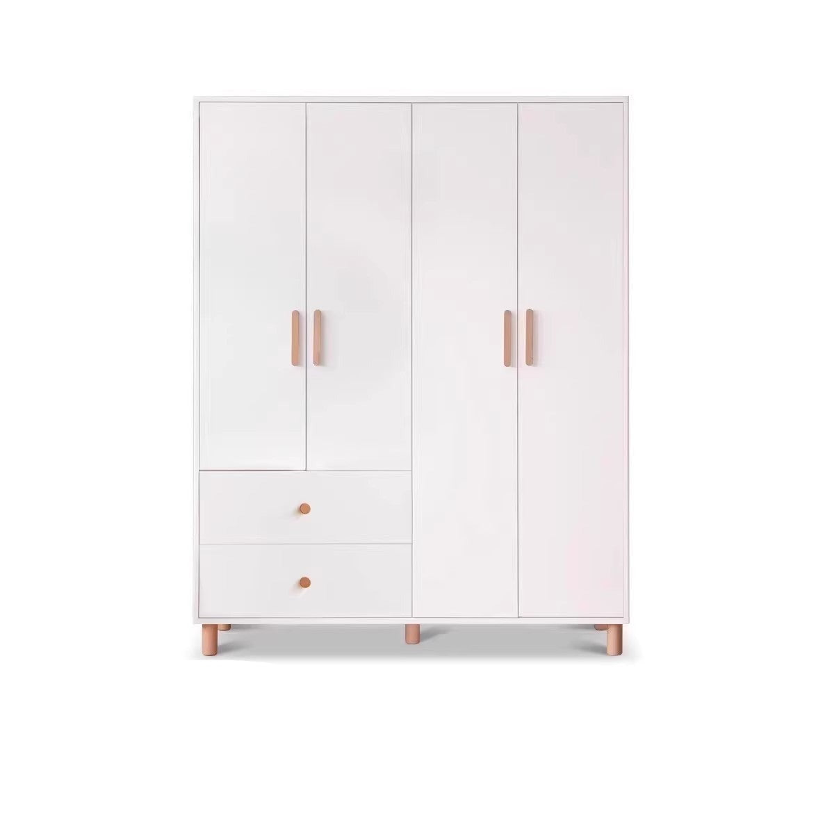 Pine Solid Wood Wardrobe - Cream Style Modern Closet for Bedroom, Living Room & Office Storage