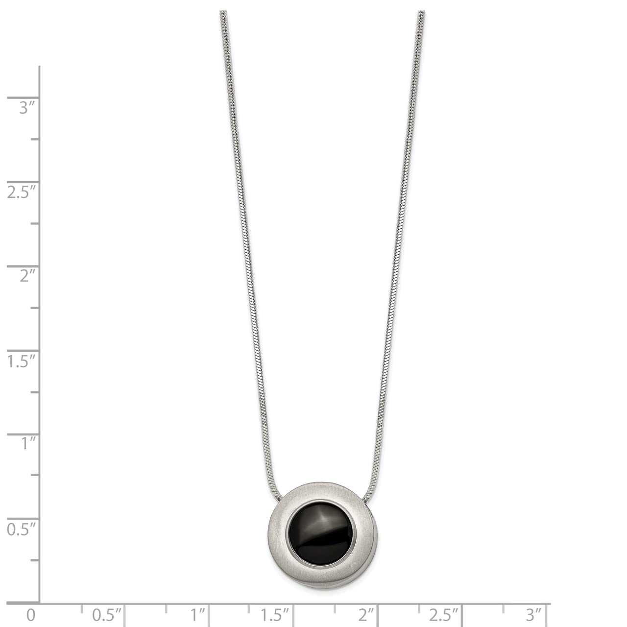 Lex & Lu 18'' Titanium Necklace with Black Ceramic - Brushed & Polished Finish for Women, Perfect for Everyday Wear, Gifts & Special Occasions