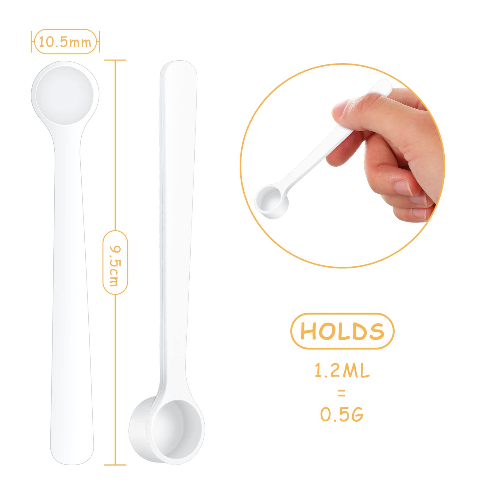 36-Piece Mini Powder Scoops (1.2ml) - Measuring Spoons for Cosmetics, Medicines & Spices | Precise Powder Measurement Tools for Baking, Lab Work & Kitchen Use