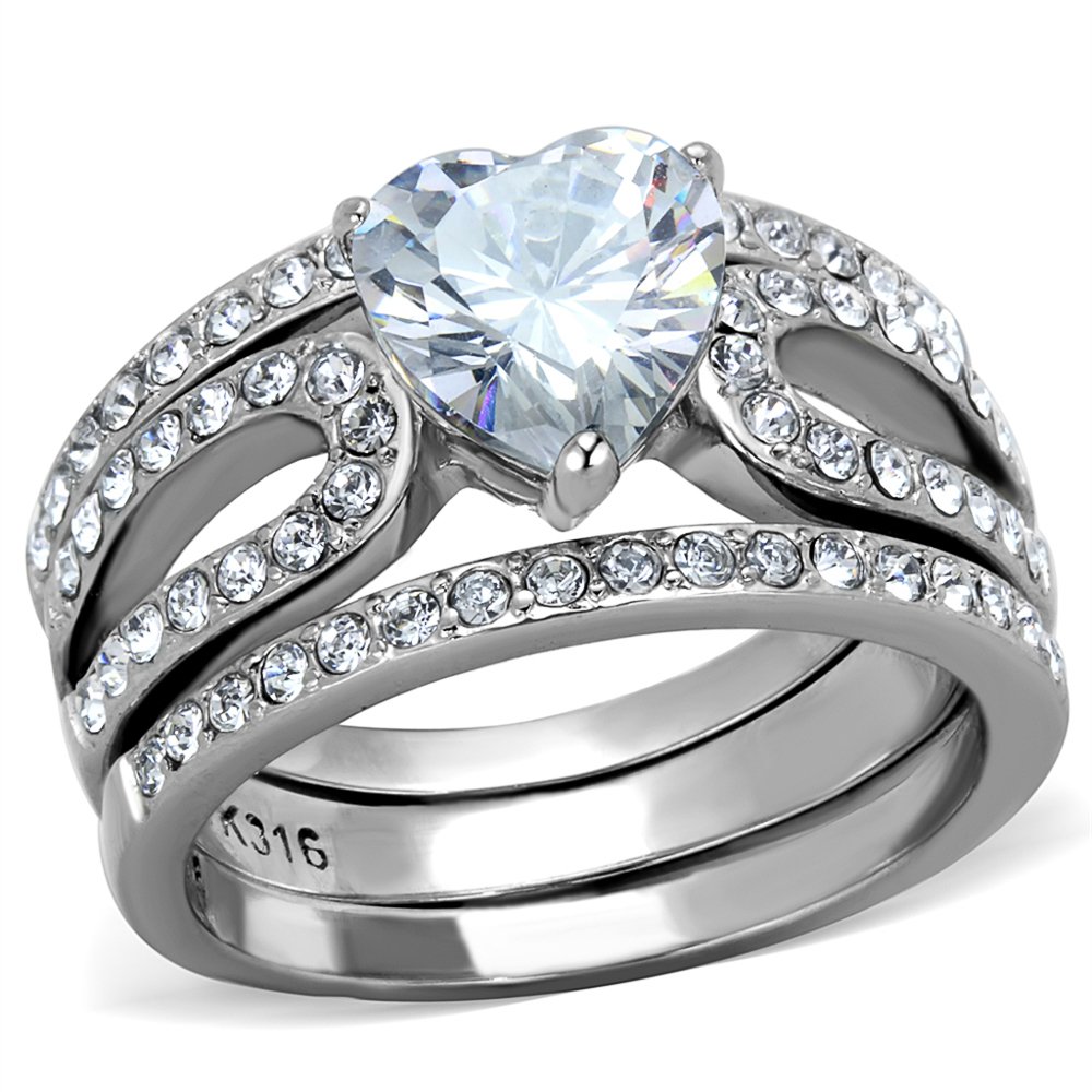 3.15ct Heart CZ Wedding Ring Set for Women Size 5-10 | Engagement & Bridal Jewelry