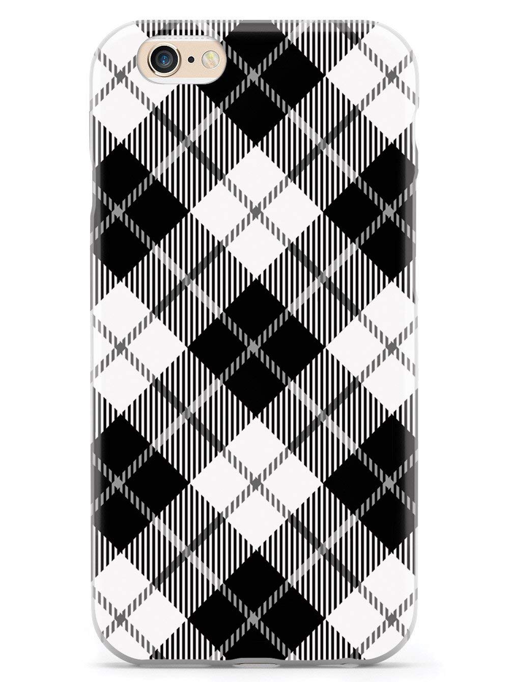 Inspired Cases - Premium 3D Textured Protective Phone Case for Apple iPhone 6 Plus/6s Plus - Shockproof & Anti-Scratch Cover - Black White Plaid Design - Perfect for Daily Use, Work & Travel