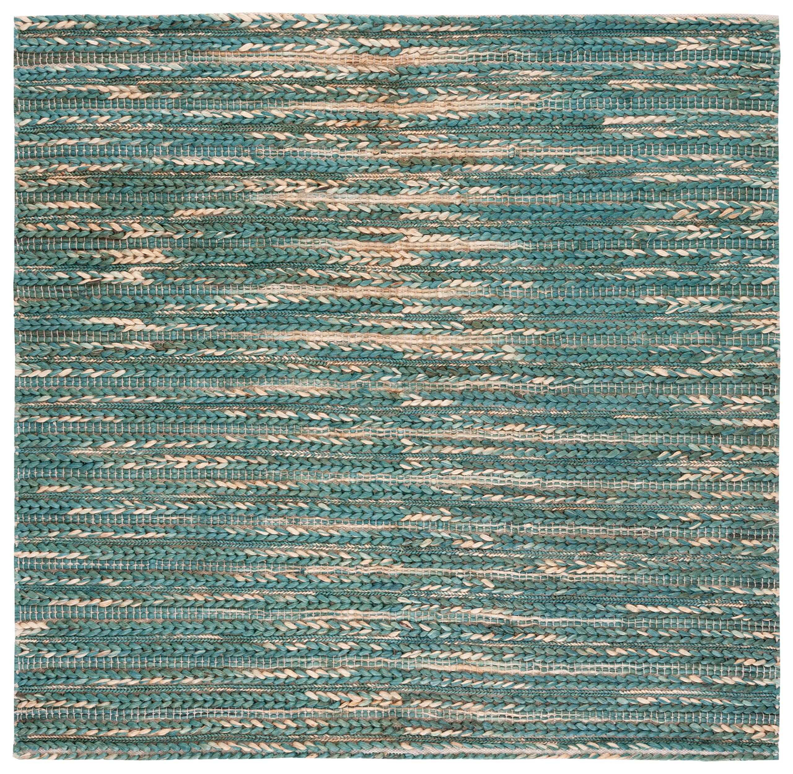 SAFAVIEH Handmade Jute Area Rug 6' x 6' Square - Dark Green & Natural Flatweave - Contemporary Farmhouse & Boho Style - Natural Fiber Collection NF376Y - Perfect for Living Room, Dining Room, Bedroom & Home Decor