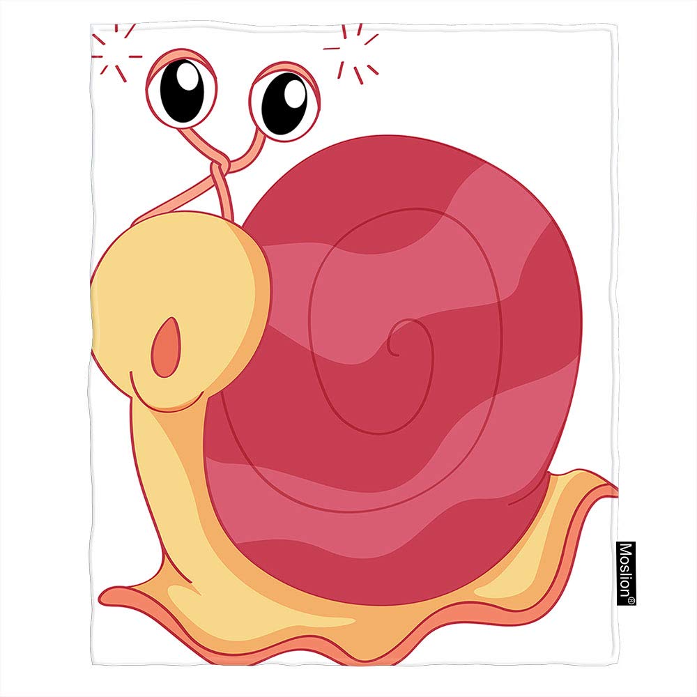 Moslion Snail Throw Blanket - Cartoon Red Snails with Big Eyes Wildlife Design - King Size 60x80 Inch Flannel Blanket for Sofa, Bed, Couch - Cozy & Warm for Women, Men - Perfect for Living Room, Bedroom, Winter Nights & Gift Giving