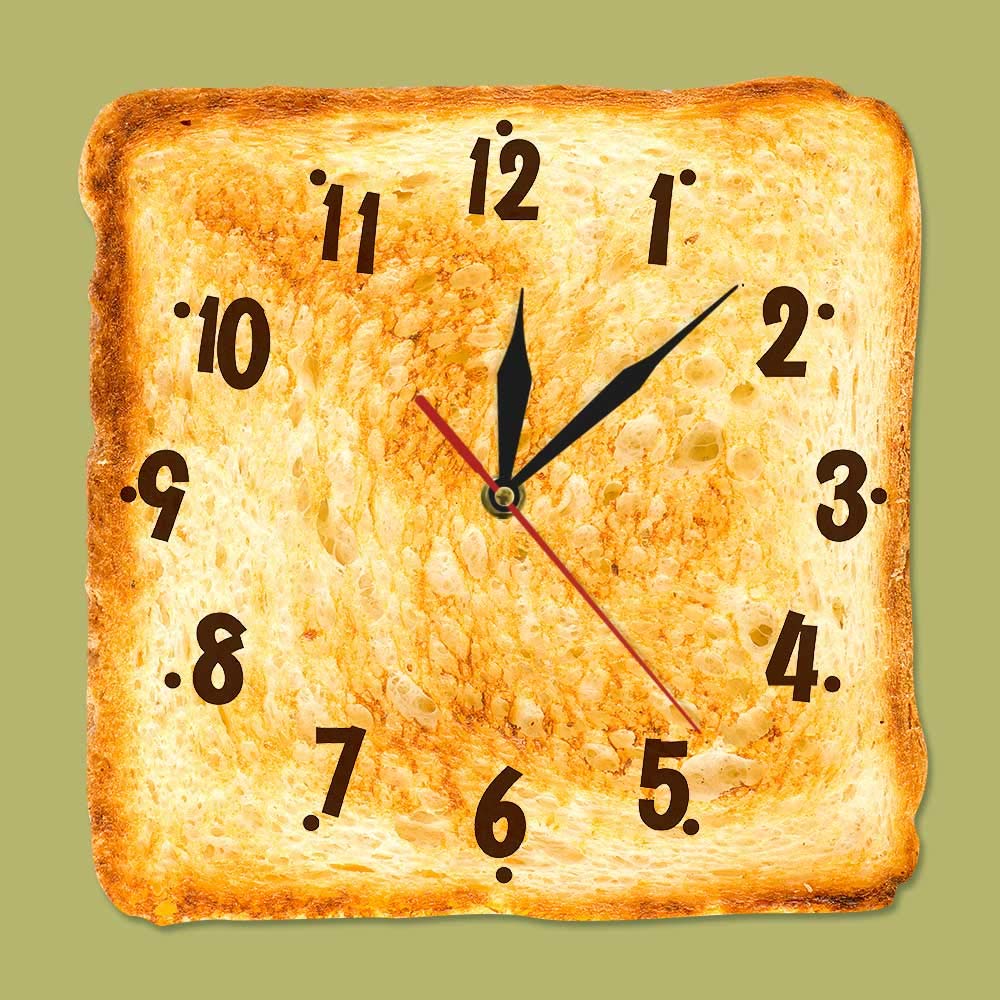 Realistic Toasted Bread Wall Clock - Silent Non-Ticking Quartz Kitchen Watch for Home & Bakery Decor | Perfect for Dining Room, Cafe, and Retro Kitchen Wall Art