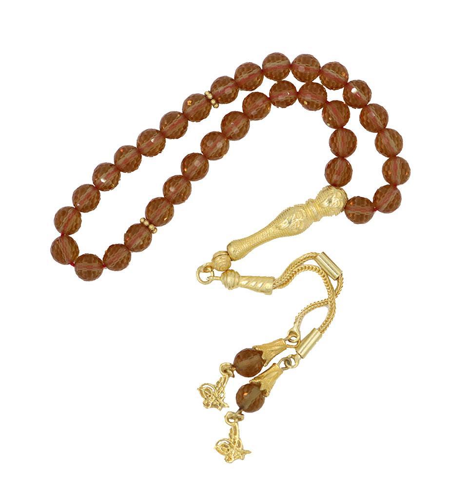 Luxury Islamic Tesbih Prayer Beads - 33 Count Zultanite & Sterling Silver Tughra Design | Perfect for Daily Dhikr, Gift Giving & Spiritual Practice
