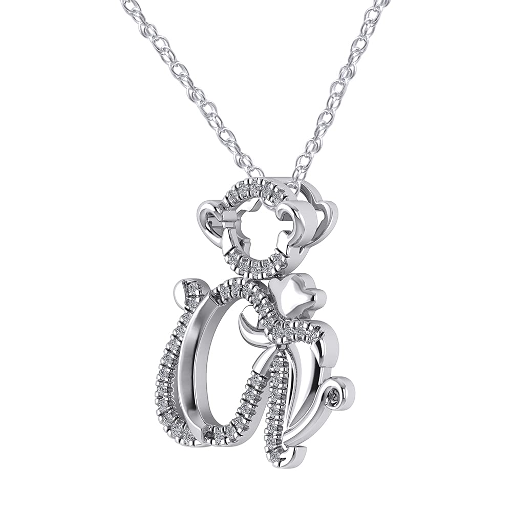 0.14 CTW 14K/10K Gold & 925 Sterling Silver Monkey Pendant Necklace - Elegant Mother's Love Jewelry Gift for Women - Perfect for Mother's Day, Christmas, Birthday & Anniversary Celebrations