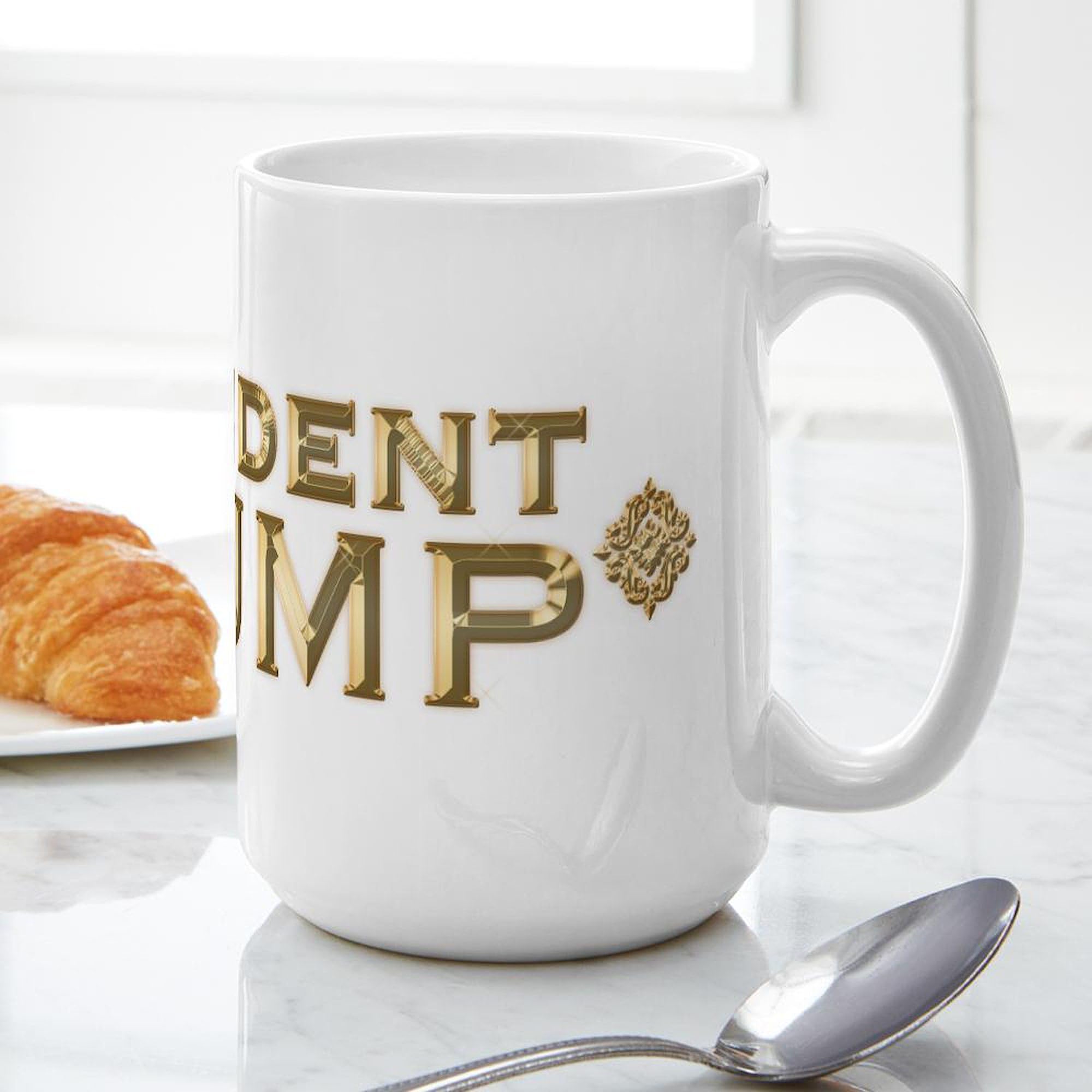 President Trump 15 oz (444 ml) Ceramic Coffee Mug - White - Perfect for Tea, Coffee & Office Use - Great Gift for Conservatives & Political Supporters