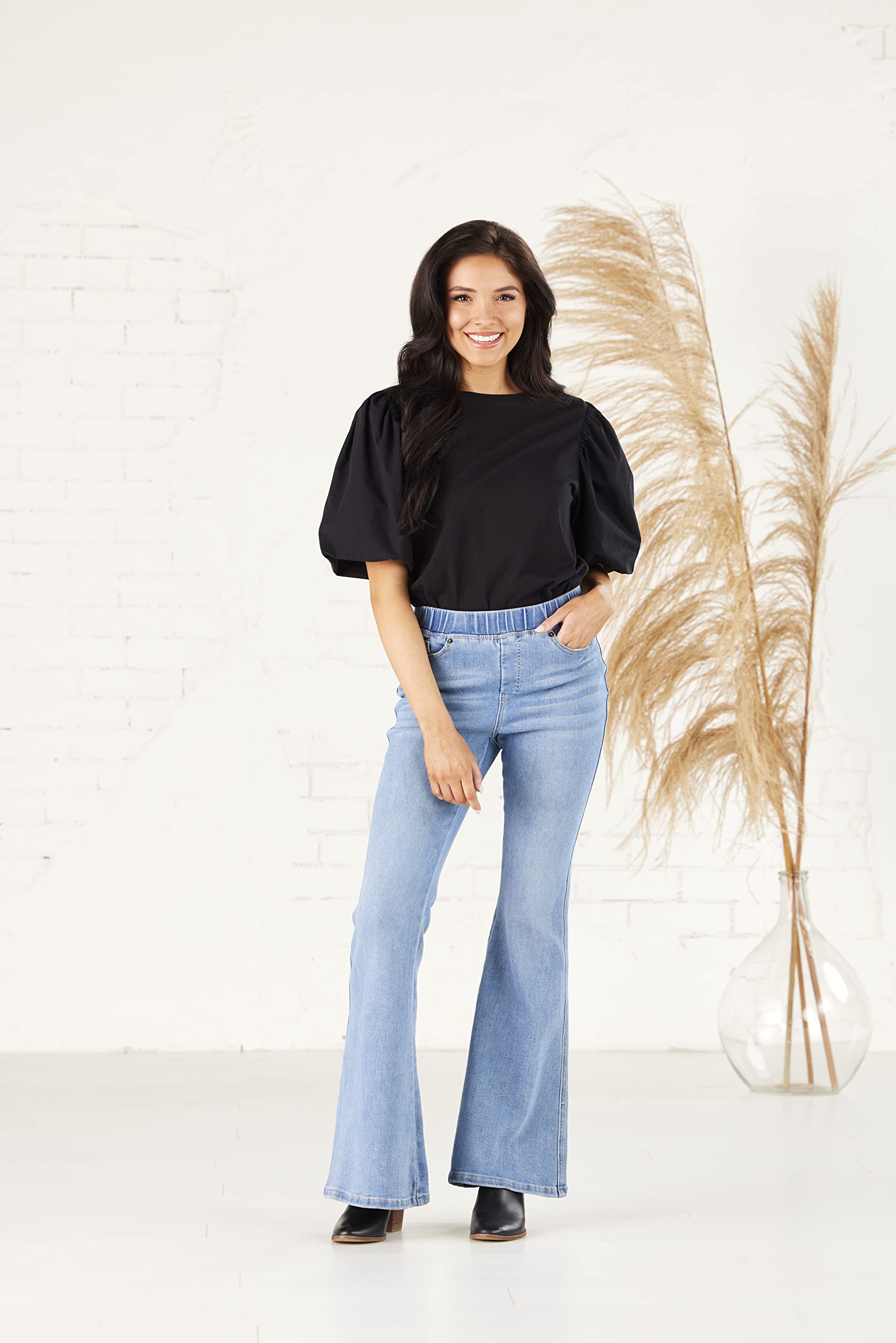 Mud Pie Sicily Women's Flare Jeans - High Waisted Bootcut Denim Pants for Casual & Boho Style | Perfect for Everyday Wear, Date Nights & Music Festivals