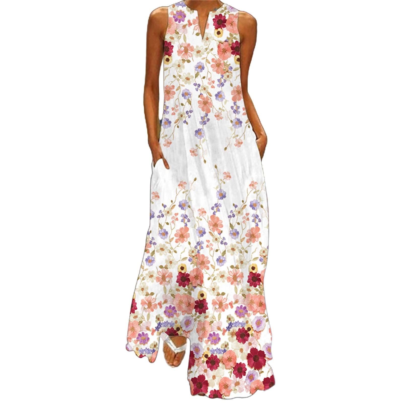 Women's Floral Chiffon Maxi Dress - Long Sleeve Summer T-Shirt Dress for Easter & Mommy and Me Outfits | Casual Beach Wear, Party Dress & Spring Fashion 2024