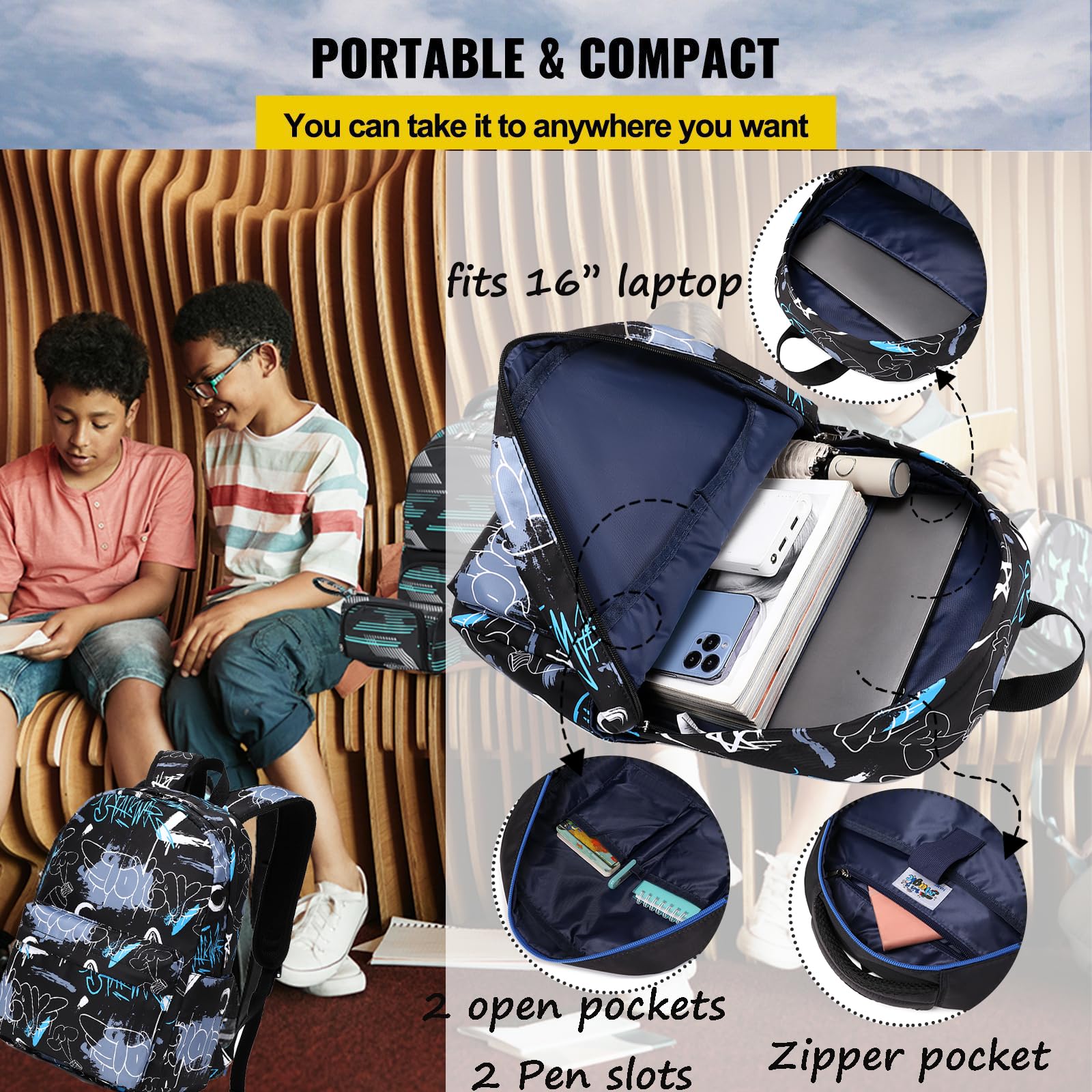 Jumpopack Stylish Backpack for Girls - Durable School Bag with Lunch Box, Perfect for Teen Girls - Ideal for School, Travel, and Daily Use