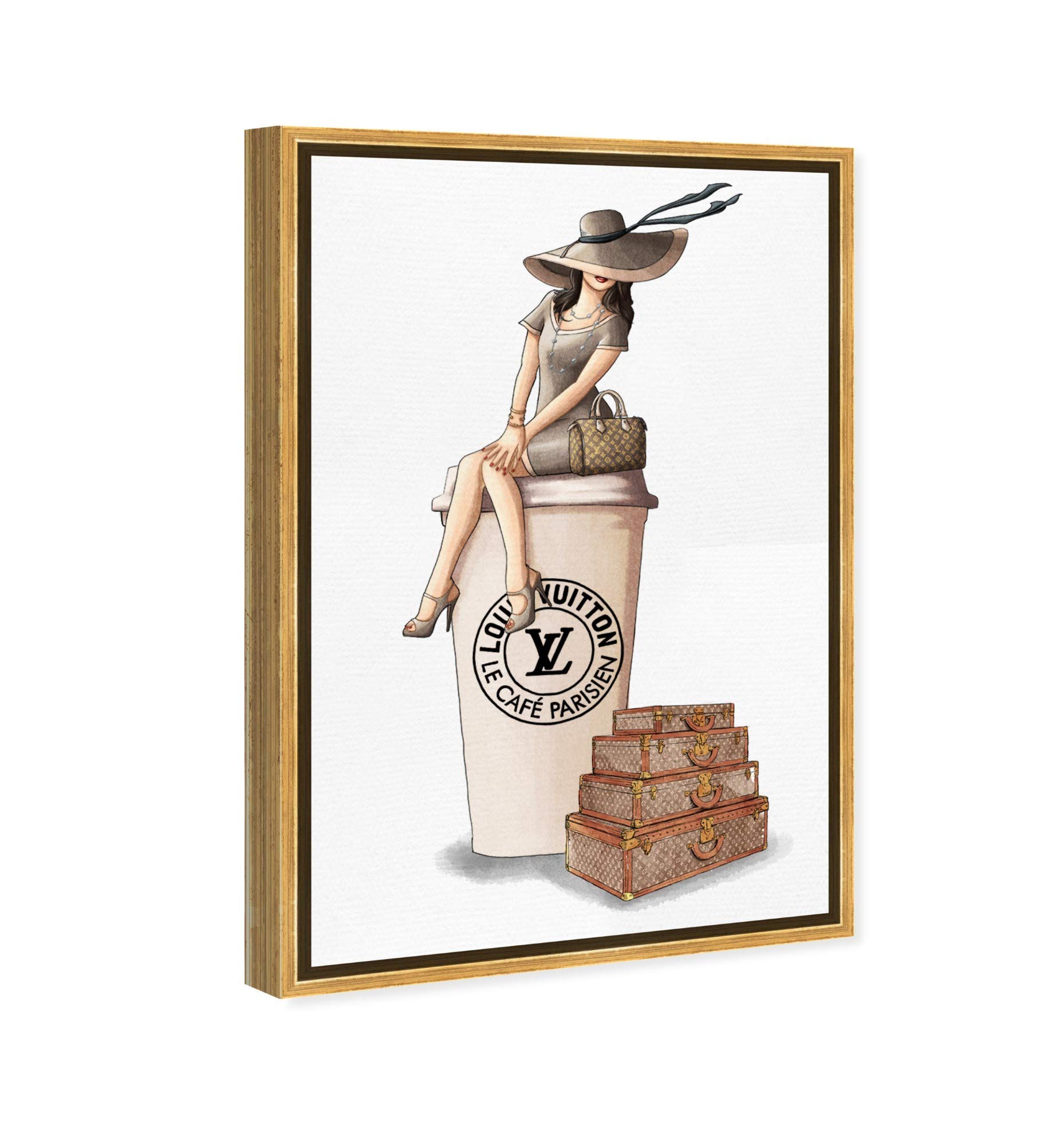Oliver Gal Artist Co. 'Cafe au Lait Paris Dark' Framed Wall Art - 40x60 Inch Fashion Canvas Print for Home Décor, Brown & White Travel-Inspired Artwork | Perfect for Living Room, Bedroom or Office Wall Decor