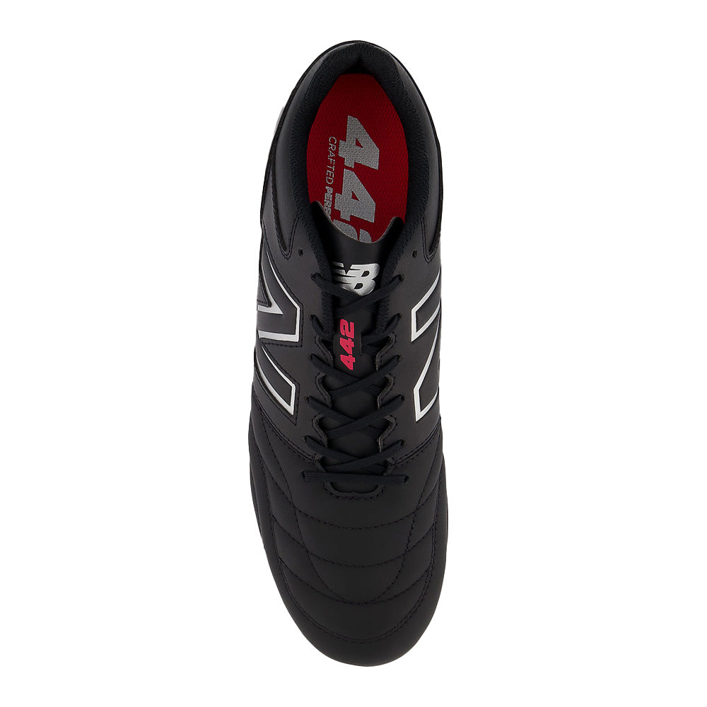 New Balance 442 V2 Team FG 2E Football Cleats for Men - Black/White/Red Soccer Shoes - Wide Width Athletic Footwear for Turf & Field Play