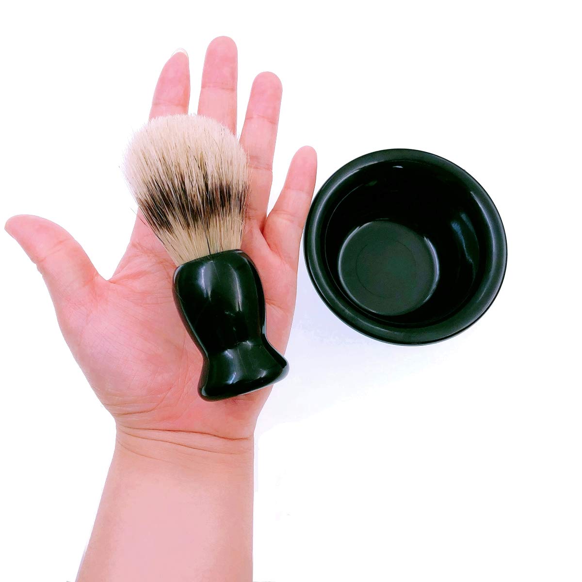 JZK 3-in-1 Shaving Brush Kit for Men - Shaving Frame Base, Soap Bowl & Hair Shaving Brush - Premium Grooming Set for Smooth Shaving & Beard Care - Perfect for Home, Travel & Barber Shop Use