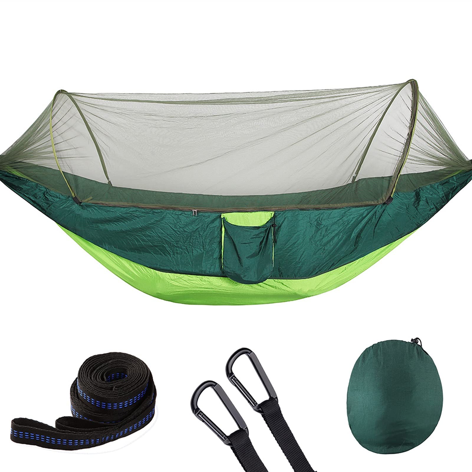 TOMYEUS Portable Camping Hammock with Mosquito Net & Lightweight Pop-Up Design - Outdoor Parachute Hammock for Backpacking, Beach, Garden, and Playground (D Color) - Perfect for Relaxing, Traveling, and Family Camping Trips